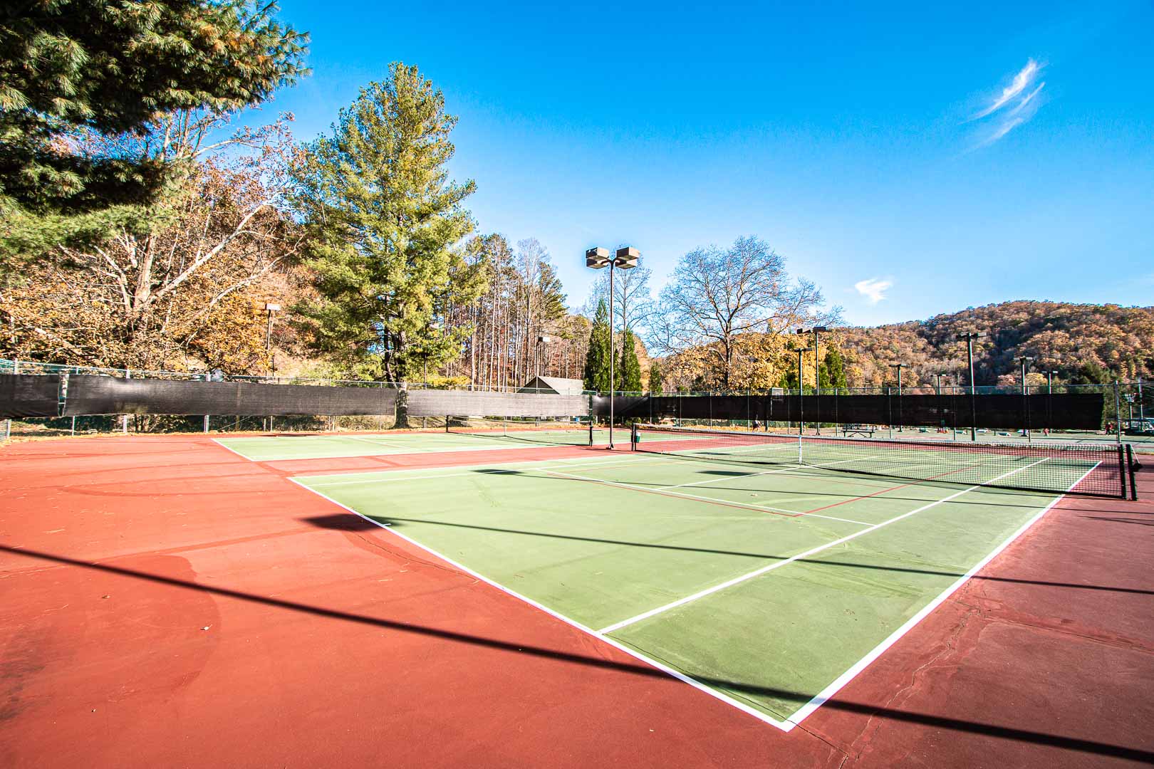 A spacious tennis court at VRI's Fairways of the Mountains in North Carolina.